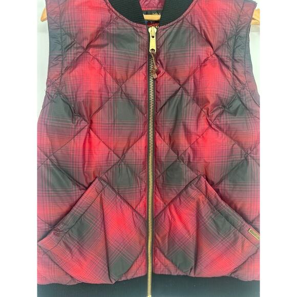 Eddie Bauer Womens Retro 1936 Skyliner Red Plaid 80% Down Puffer Zip Vest Large - Picture 3 of 10